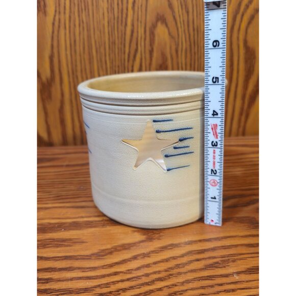 Stoneware Star Cutout Candle Holder By Union City Pottery 5" Tall Beige & Blue H - Picture 2 of 8